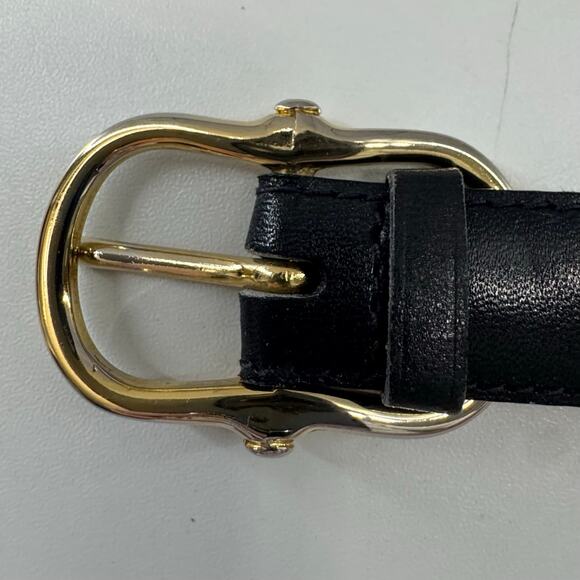 Vintage CELINE Belt Gold/Silver Buckle Navy Leather (READ) - Picture 5 of 9